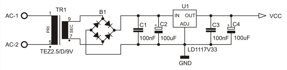 An electrical schematic diagram