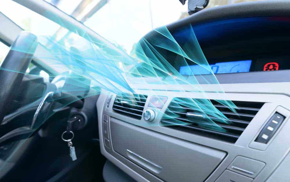 Car AC Blowing Hot Air: Fresh air coming from a car's AC. 