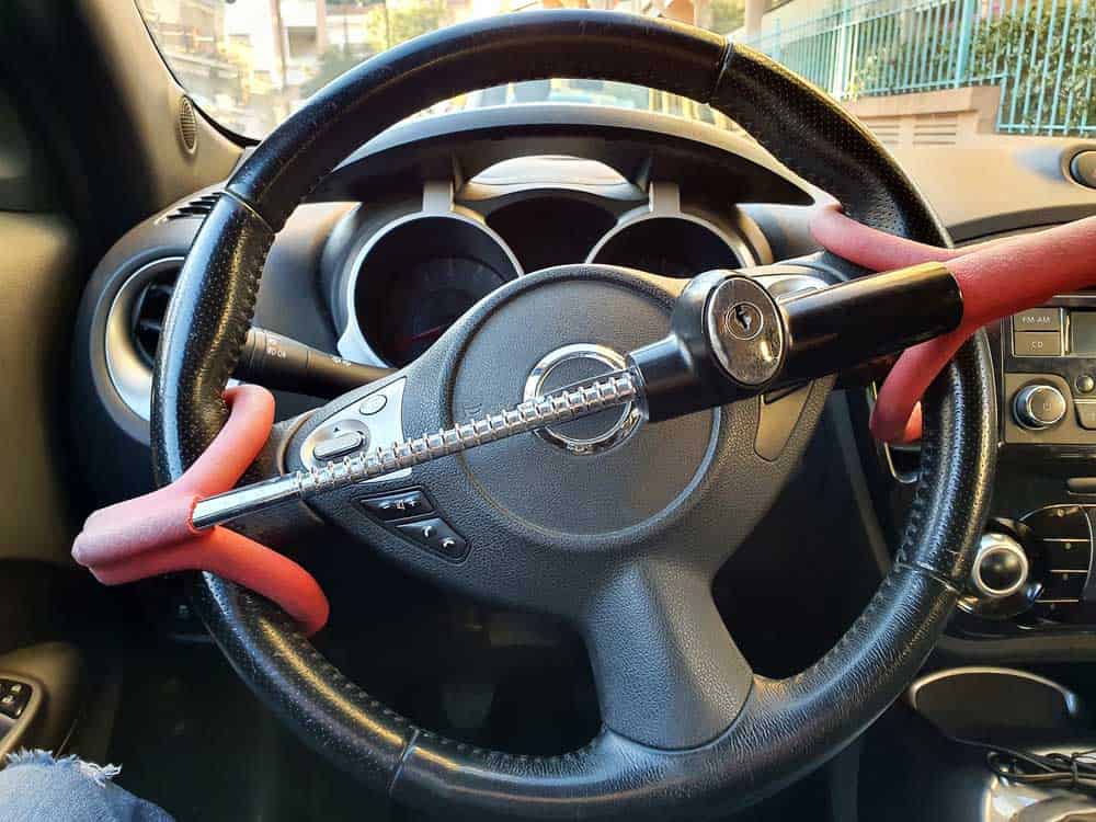 An anti-theft vehicle steering wheel lock