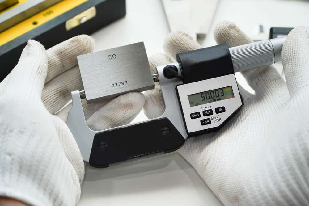A digital micrometer. 