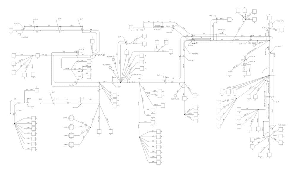 An engineering drawing for a wire harness