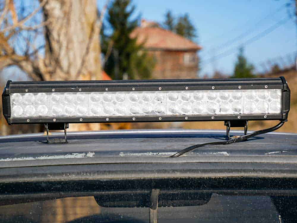 An LED light bar mounted on a vehicle
