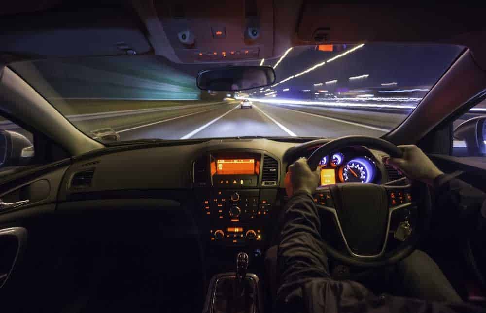 Driving at night. 