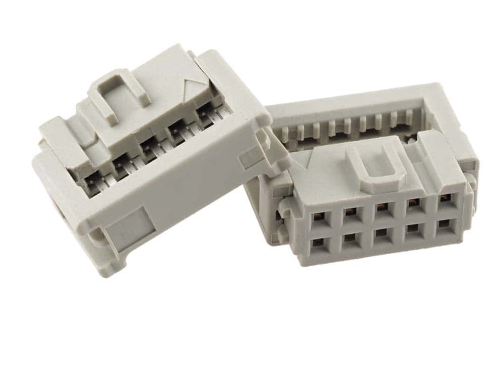 Two 10-pin (2x5) 2.54mm pitch IDC connectors