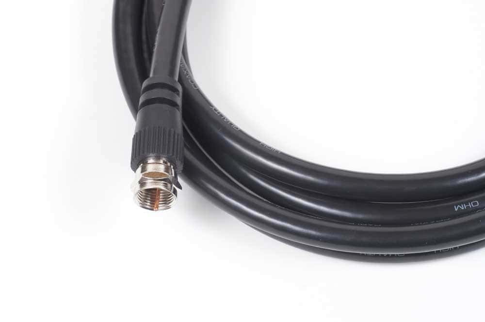A coaxial cable with an F-type connector
