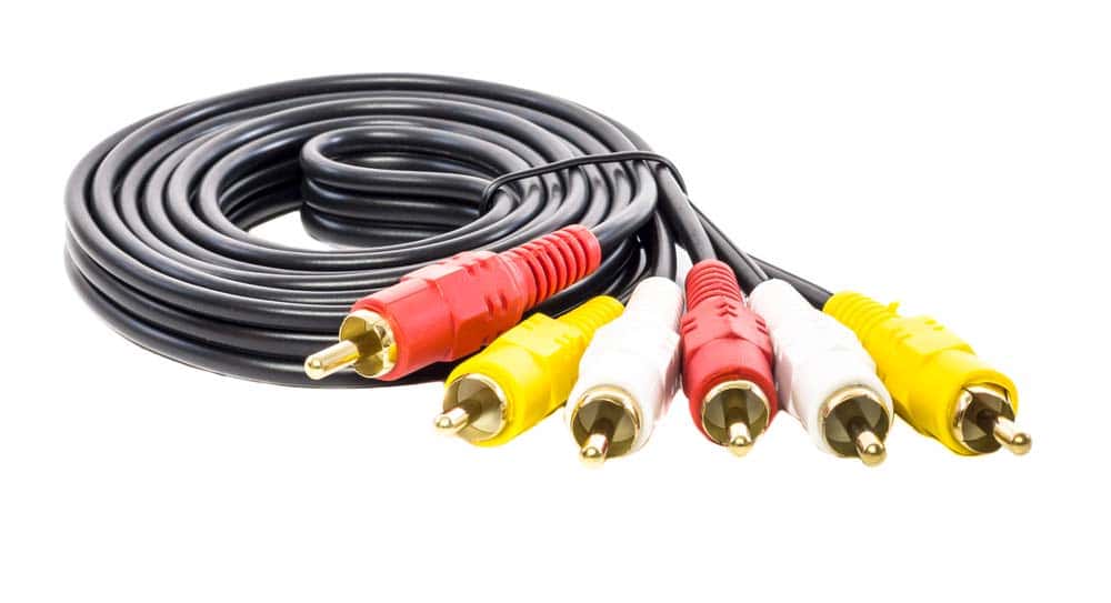 An RCA cable with gold-plated connectors