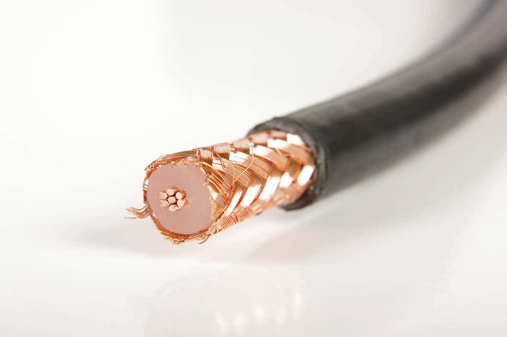The internal structure of a coaxial cable