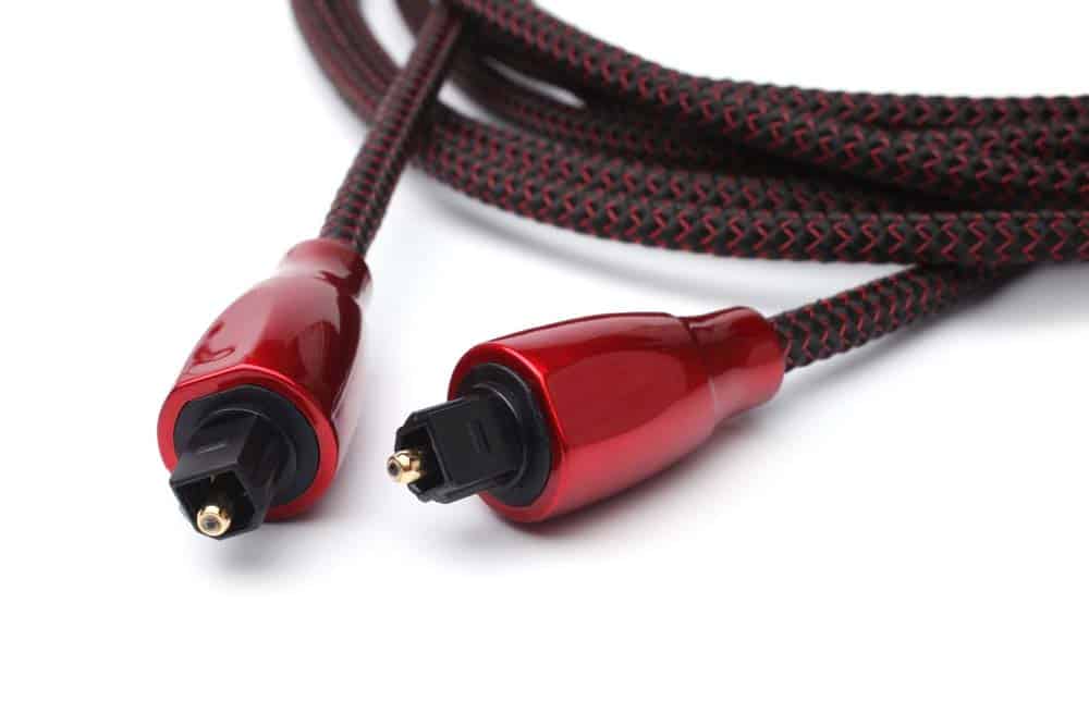 A digital optical audio cable (Toslink)