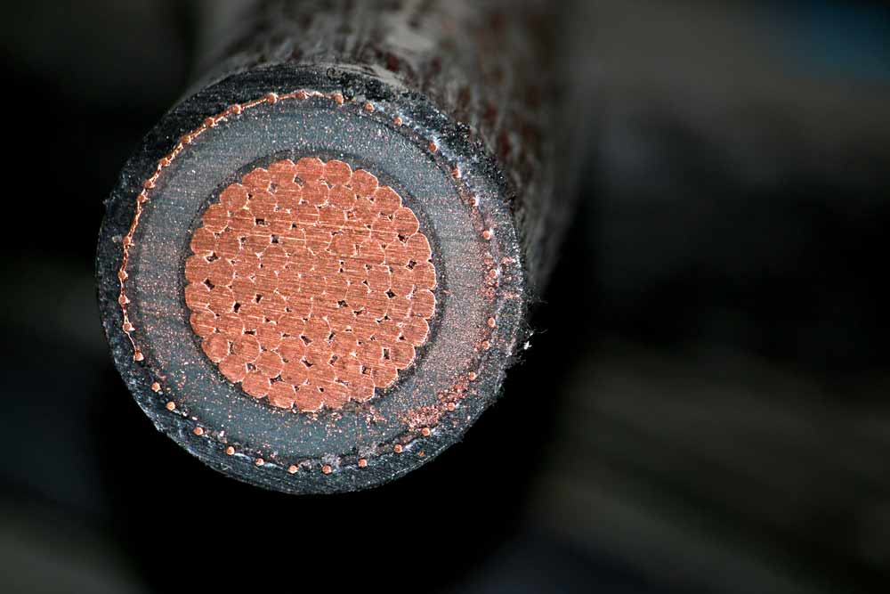 A cross-section of an XLPE power cable
