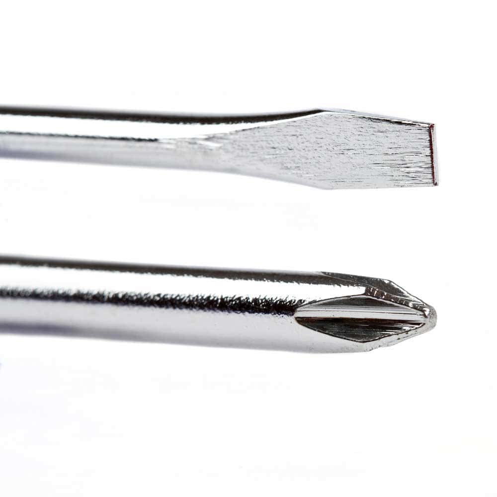 Flathead and Philipshead screwdriver.